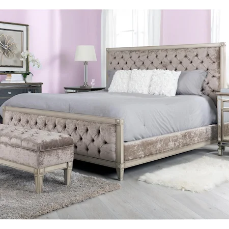 Queen Upholstered Bed with Tufting